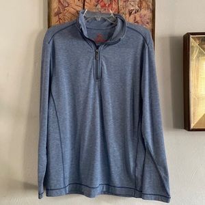 TOMMY BAHAMA JACKET LONG SLEEVE TOP HEATHERED BLUE MENS ISLAND JACKET 1/4 ZIP